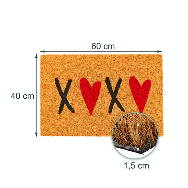 Dørmåtte af kokosfiber, 60x40 cm, dekorativt design