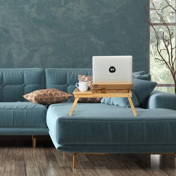 Hopfällbart Bambu Laptopställ – Justerbart Sängbord