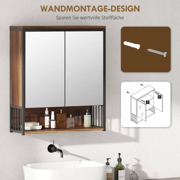 Badeværelsesspejlskab, Vægmonteret, Soft-Close, Brun, MDF
