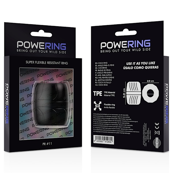 Powering - Super fleksibel og modstandsdygtig penisring 5 Cm Pr11 Sort
