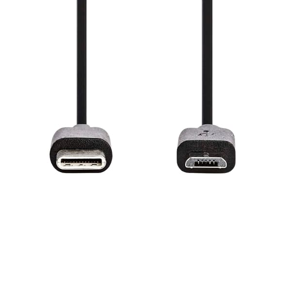 USB-kabel | USB 2.0 | USB-C™ Han | USB Micro-B han | 60 W | 480 Mbps | Nikkelplateret | 1.00 m | Runde | PVC | Sort | Label