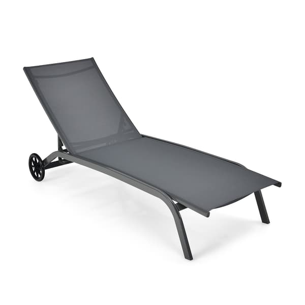 Udendørs chaiselongstol, 6 positioner, hjul