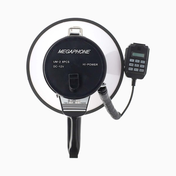 Megafon | Maximal räckvidd: 1500 m | Maximal volymkontroll: 120 dB | Löstagbar mikrofon | Inbyggd siren | Bluetooth® | Inspelningsfunktion | USB-uppsp