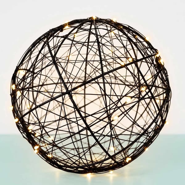 30 cm svart LED-dekorkula – varmvitt ljus