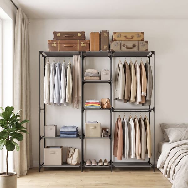 Bærbart tekstilgarderobe, sort, 182 x 43 x 182 cm