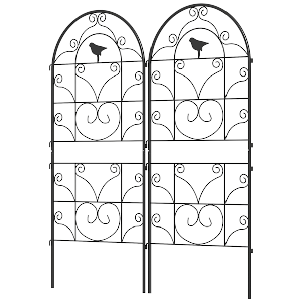 Metallspaljé Set med 2 för pluggning av rostfri spaljé med fågeldesign för klätterväxter 50 x 120 cm Spaljé för krukväxter Plant spaljé för tomater Bl