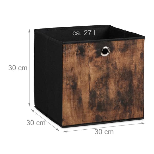Förvaringsbox i tyg med trälook, 6-pack
