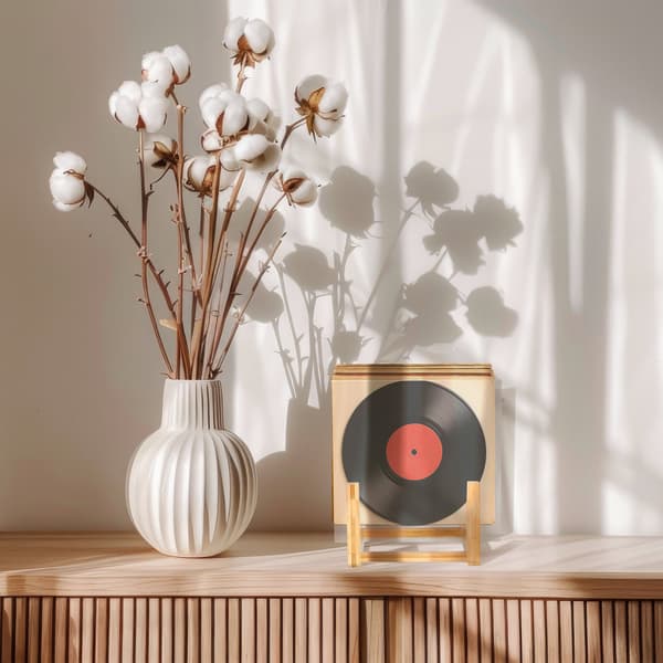 Vinylpladeholder, bambusstativ til 50 LP'er