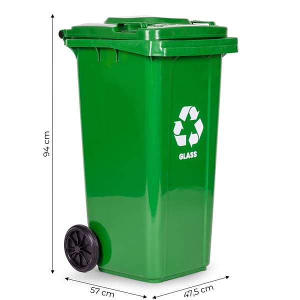 5x120L affaldsbeholdersæt med gummihjul, HDPE