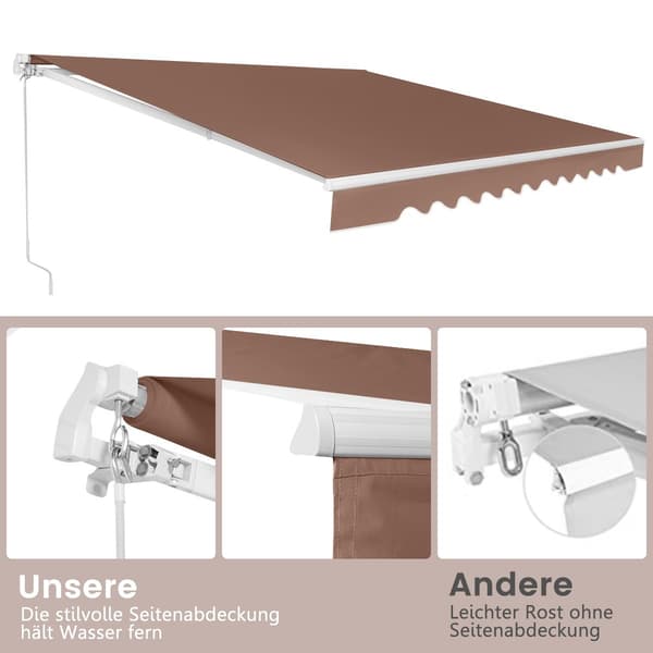Infällbar markis med vev, brun, 2,5 m x 2 m