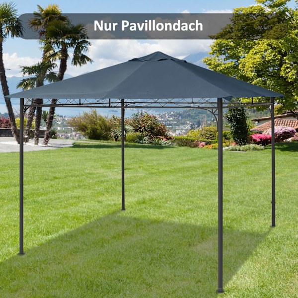 Gazebo Roof 3X3M Varakatto Huvimajaan, Paviljongin Kansi, Aurinkosuoja, Polyesteri, Tummanharmaa