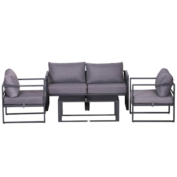 4-Delt Havemøbelsæt, Siddegruppe, Sofa Med Sædehynder, Bord Med Opbevaringsplads, Polyester, Grå, 138 X 69 X 63 Cm