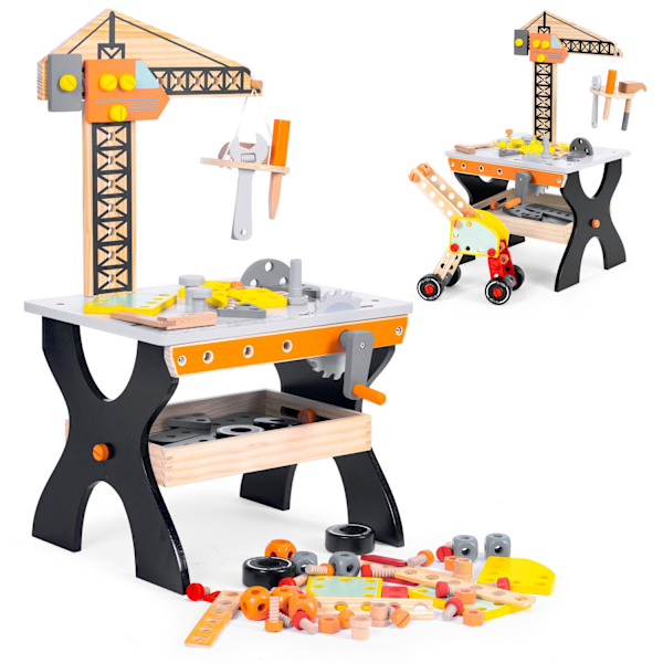 Puinen työpaja lapsille työkalupöytä ECOTOYS