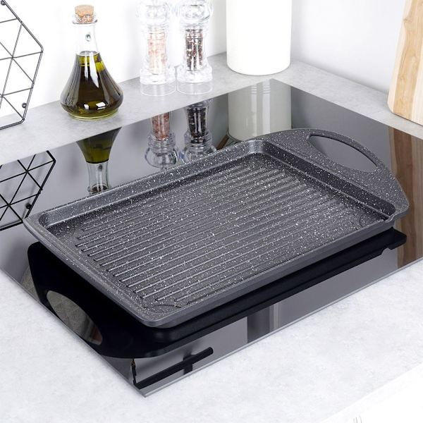Grillplade i aluminium med non-stick granitbelægning