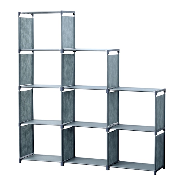 Herzberg 9-lags trappehylde Bogskab Opbevaringsstativ - 125x125 cm Grå