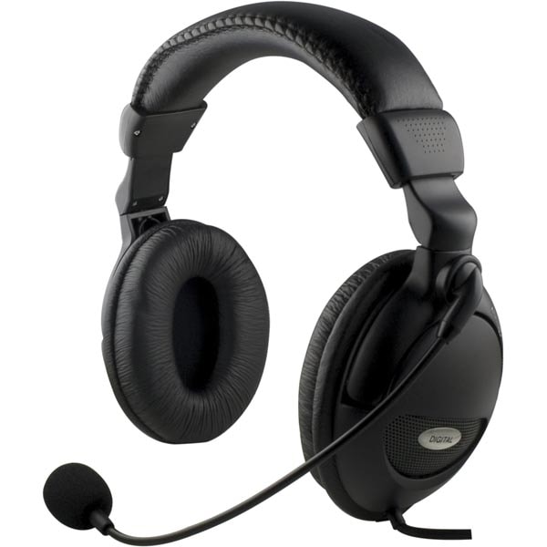 DELTACO headset med mikrofon, svart
