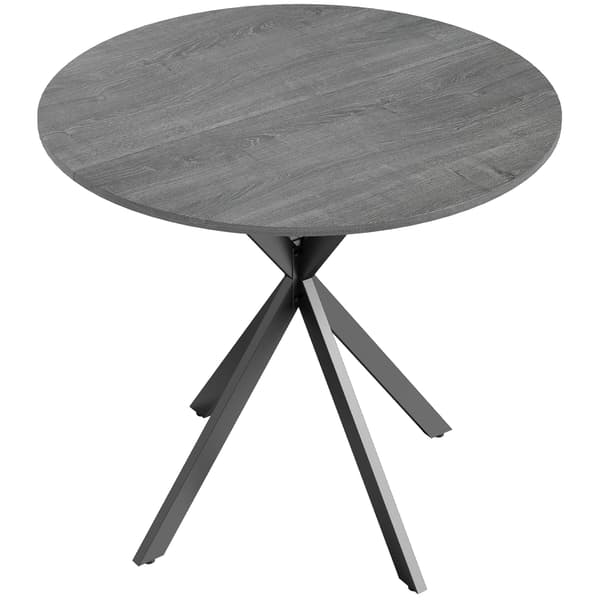 Pyöreä ruokapöytä, puujäljitelmäpinta, 80 cm, teräsrunko