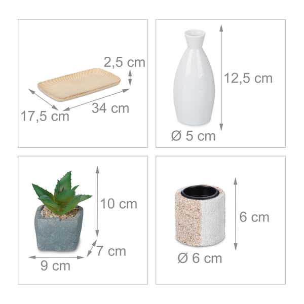 värmeljushållare set med zen trädgård