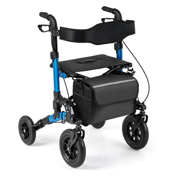 2-i-1 Rollator & Kørestol, Sammenklappelig, Understøtter 136 kg