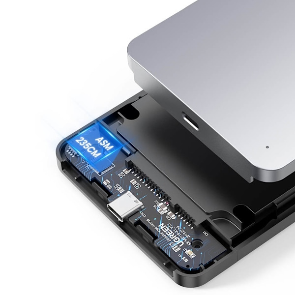 Fickfodral för 2,5'' SATA 3,0 6Gbps hårddisk + USB - USB-C-kabel 0,5m grå
