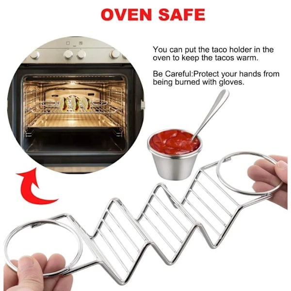 Herzberg HG-04043: Tacoholder i rustfrit stål med 2 kopper