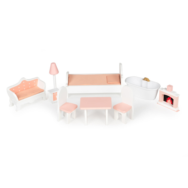 Stort Barbie dockhus med en uppsättning möbler ECOTOYS