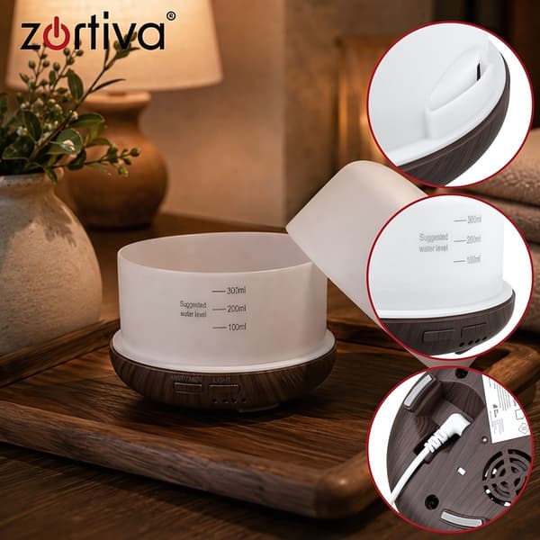 Aromdiffusor Luftfuktare 300 ml med fjärrkontroll, 7 ljusfärger, timer