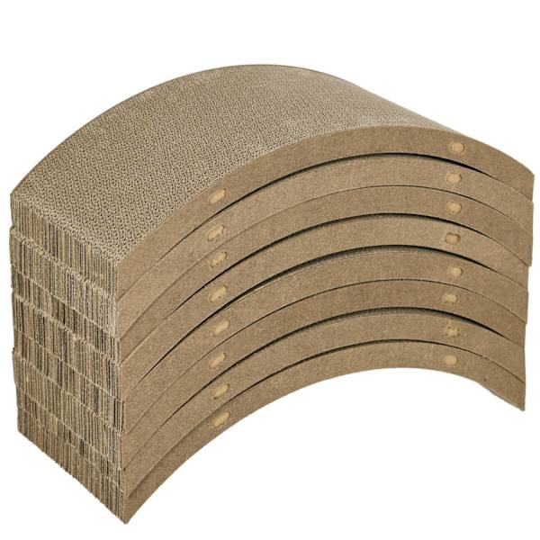 Kattskrapbräda, set om 8 återvinningsbar skrappapp, repmattor av wellpapp för träningshjul för katter, katter upp till 5 kg, 55 x 25,5 x 3 cm, brun