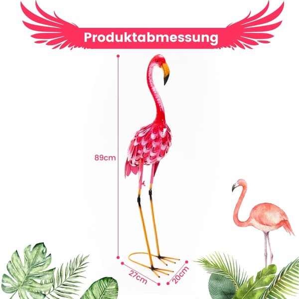 Flamingo-puutarhapatsasetti, metallia, 2 osaa, 89 cm