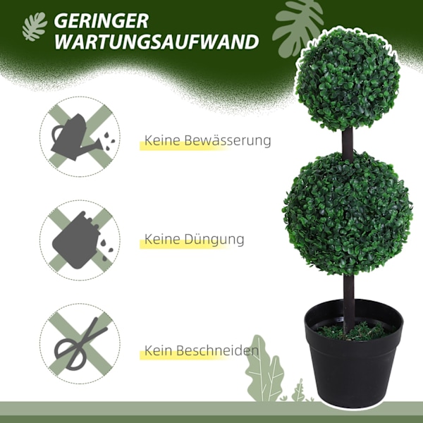 Kunstige planter Sæt med 2 Stor 67 cm kunstig plante med 2 kugler, kunstigt plasttræ i krukke, kunstigt træ som ægte til stue soveværelse Kontorhave M