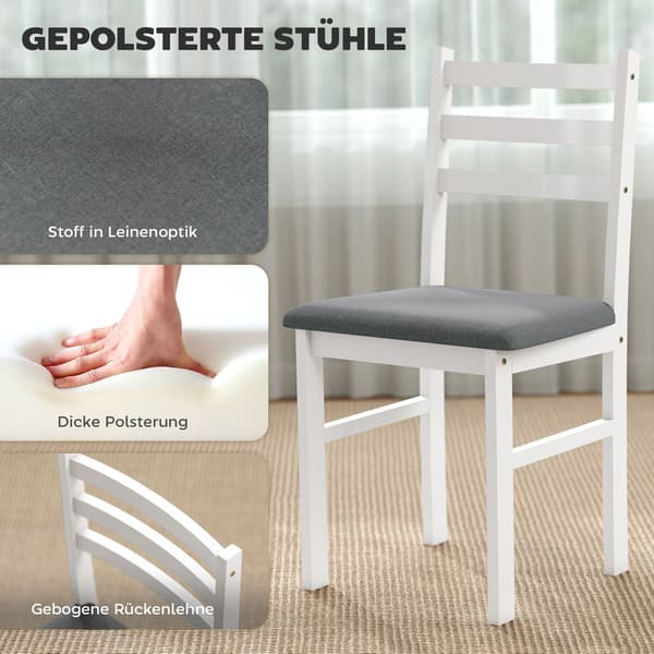 3-delad matsalsset med 2 stolar, platsbesparande, vit MDF