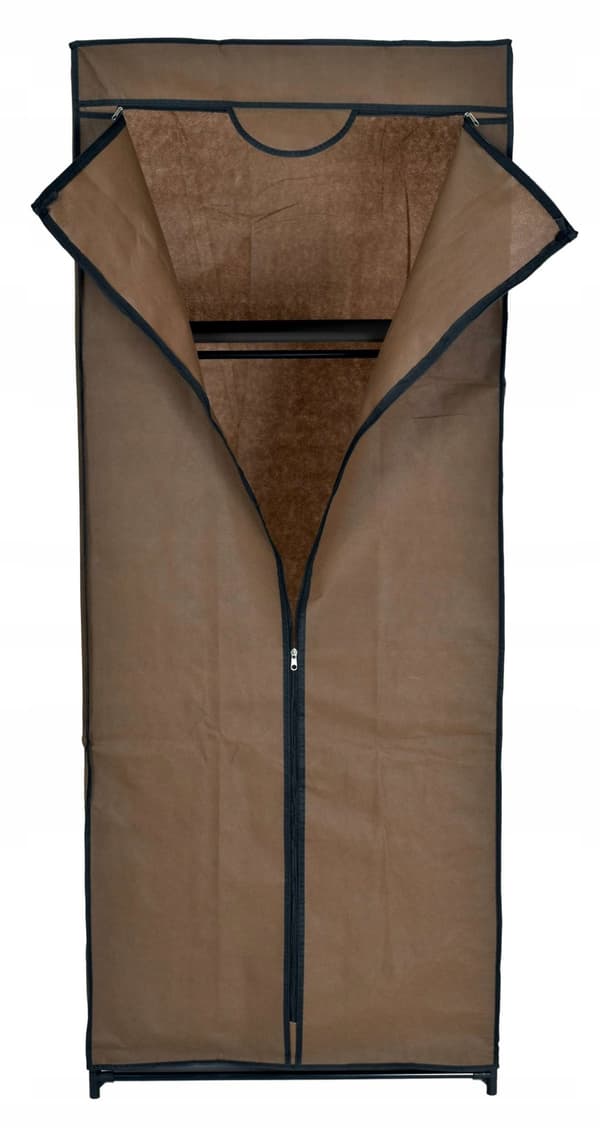 Textilgarderob med hyllplan, mörkbrun, 152x60x45 cm