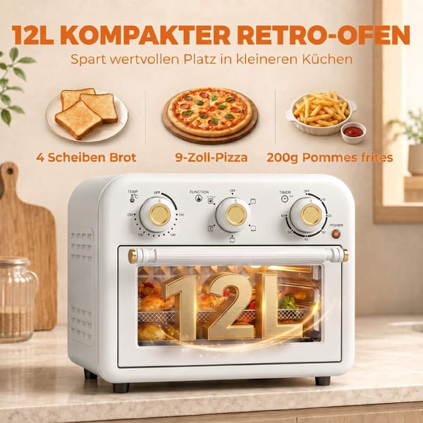 12L Air Fryer Ugn, 5 Program, Diskmaskinssäker, 1200W