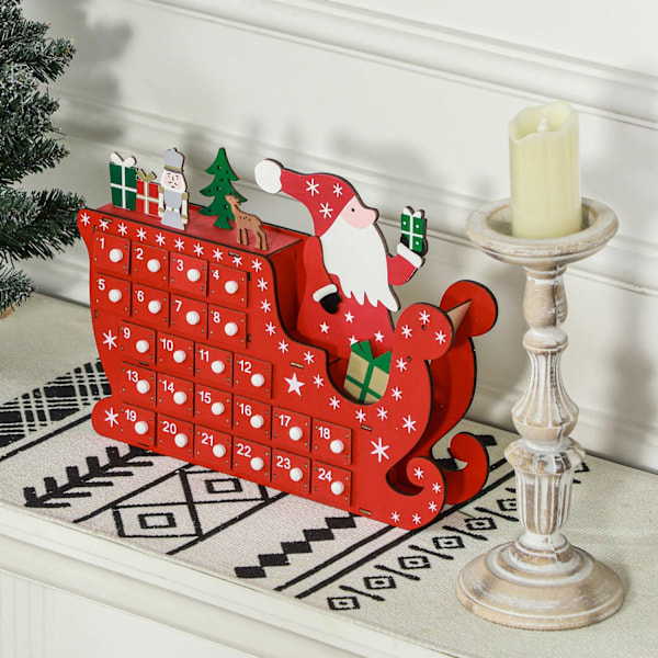 Adventtikalenteri 24 laatikkolokeron täyttämiseen Joulukalenteri Adventtikalenteri laatikko Joulukoristeet Tee itse MDF-levy punainen 22,5 x 8 x 36 cm