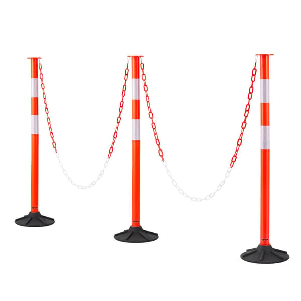 Trafikafgrænsningsstolper, 3-pak, 871 mm, reflekterende kæde