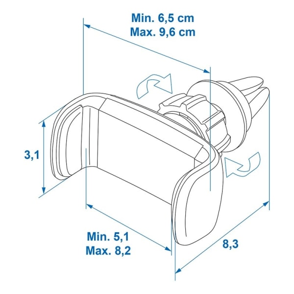 Universal smartphonehållare med fjäder för ventilationsgaller