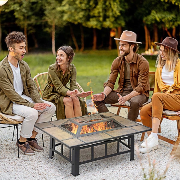 Fire Pit Fire Bowl Stål Brun+Svart 92X71X51Cm Poker Spark Guard