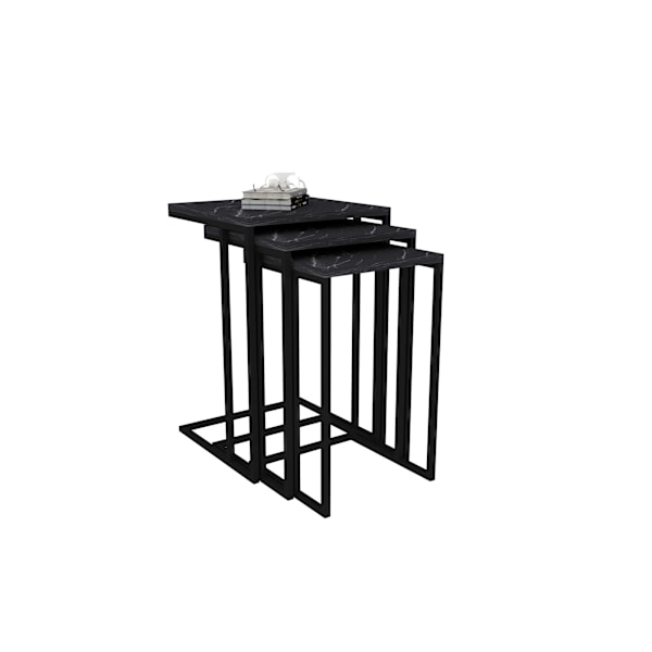 Redebord (3 stykker) Sort Mermer