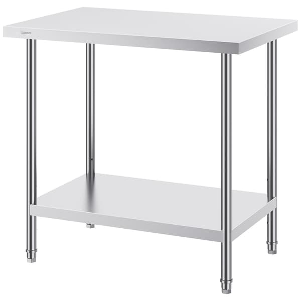Rustfrit stål forberedelsesbord 24 x 36 x 34 tommer, justerbart i 3 niveauer