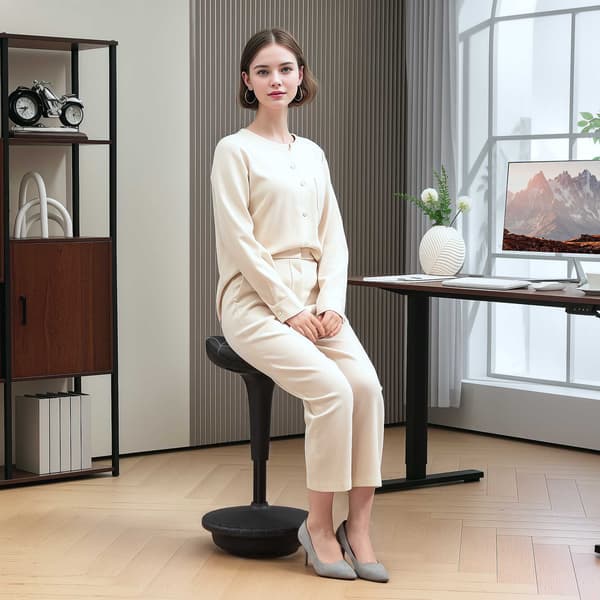 Ergonomisk ståskammel med justerbar højde, sort