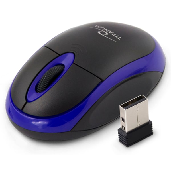 Titanum Trådløs 2,4Ghz Optisk Mus 3D Usb Vulture Sort/Blå Sort, Blå