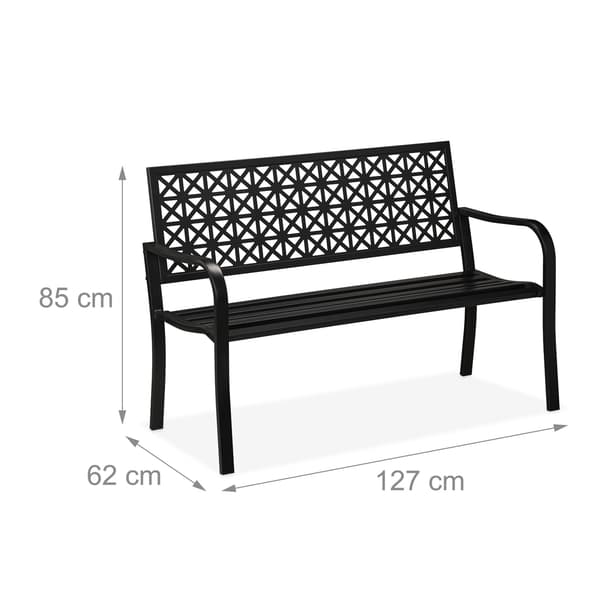 Sort stål havebænk – geometrisk design
