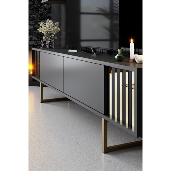 TV Unit Gold Line - antracit, sort