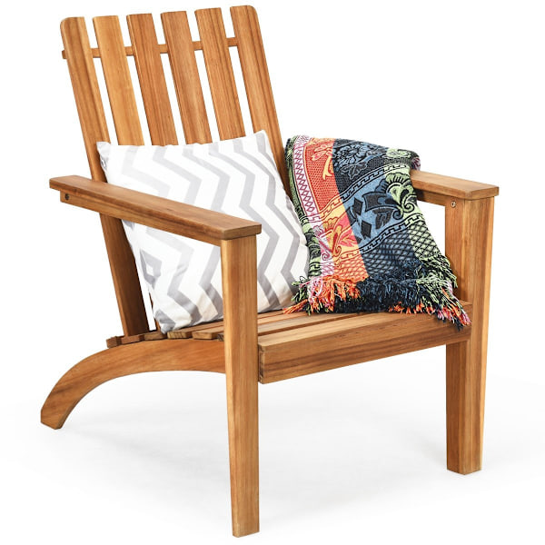Udendørs Adirondack træstol Klassisk Adirondack stol med ergonomisk design 69 x 73 x 85 cm Naturlig