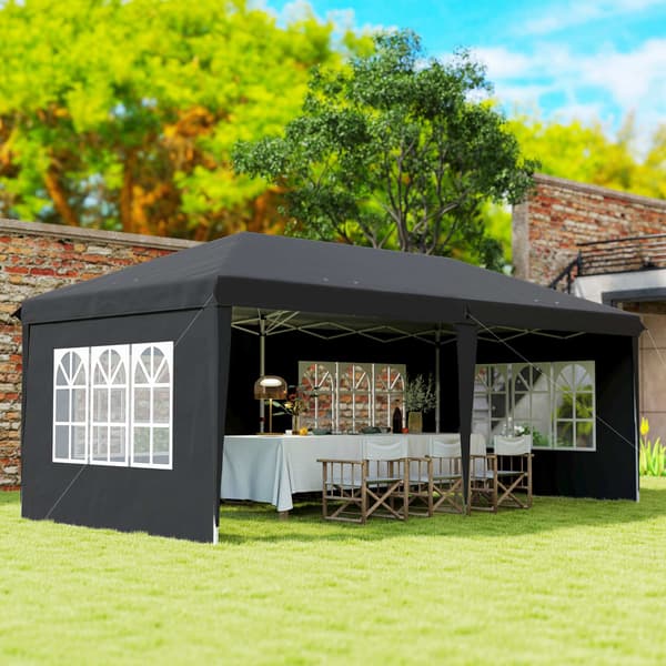 Pop-up vandtæt pavillon 3x6m med UV-beskyttelse, sort