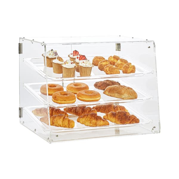 Bakverksdisplay, 3-våningars akryl, bakdörr 52,6 cm