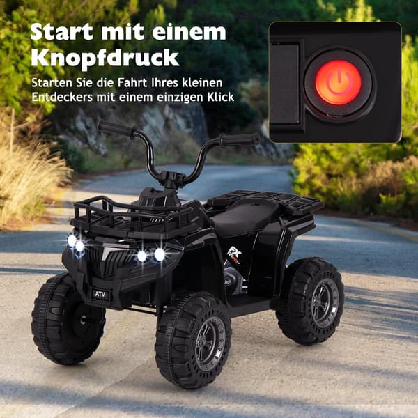 6V Børne Elektrisk ATV med MP3 & LED Lys, Sort