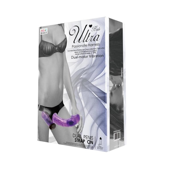 Sele Double Dildo med Vibration Lila