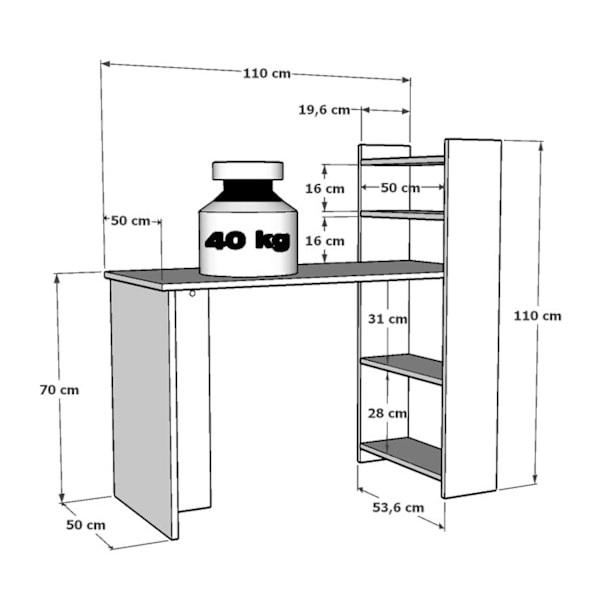 Studiebord Enna - Hvid