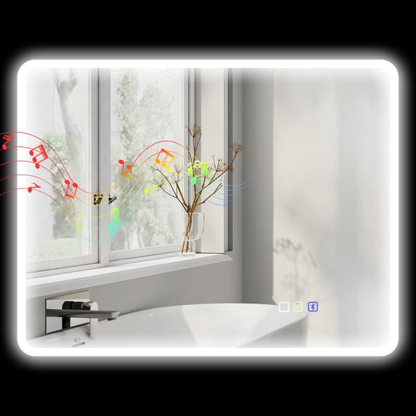LED-badrumsspegel med Bluetooth, 70x90 cm, pekskärm